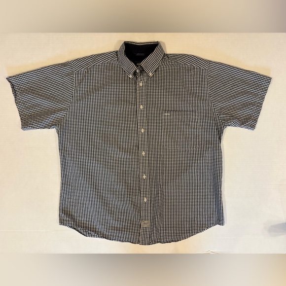 Woods & Gray 100% cottton blue & white check short sleeve button down shirt L - Picture 4 of 4